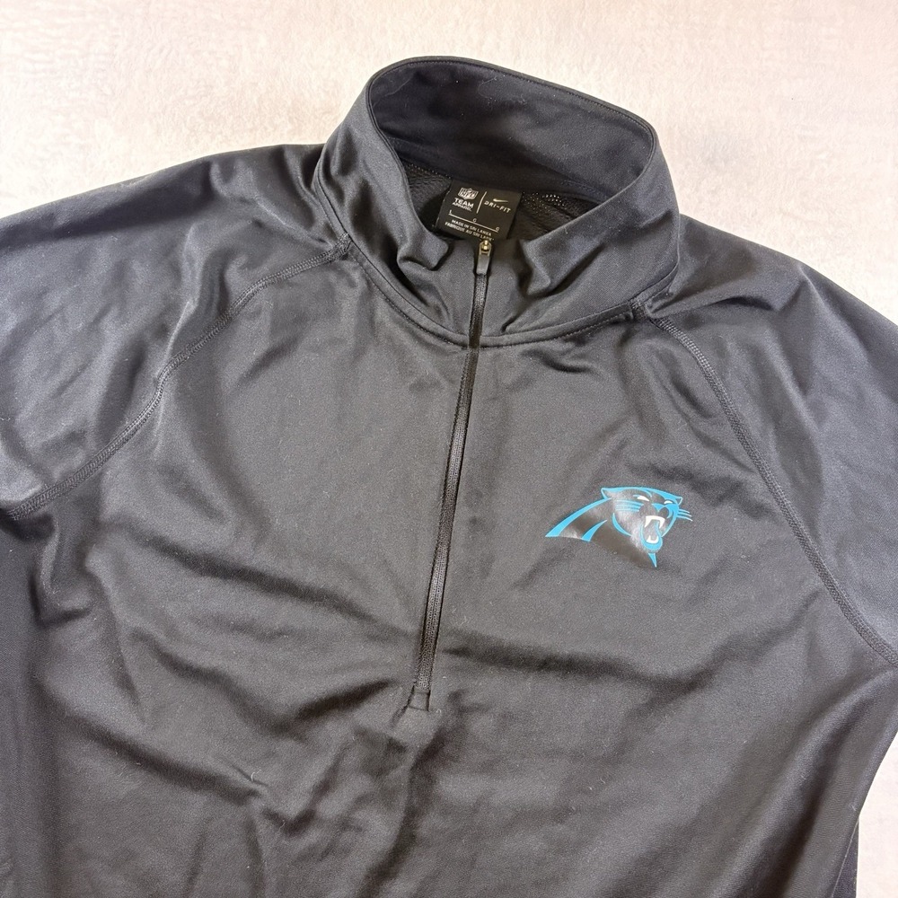 Carolina Panthers Nike Dri-FIT 1/4 Zip Pullover Womens Black NFL Long Sleeve L